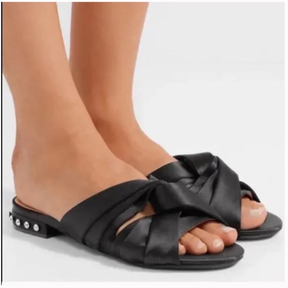 No. 21 Classic Crystal Satin Slides Knotted Sandals